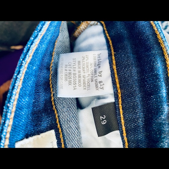 Bridge By Gly Low Rise Ankle Skinny Jean Size 29 - Picture 6 of 6